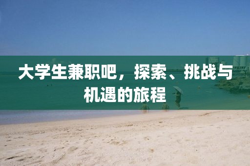 大学生兼职吧，探索、挑战与机遇的旅程